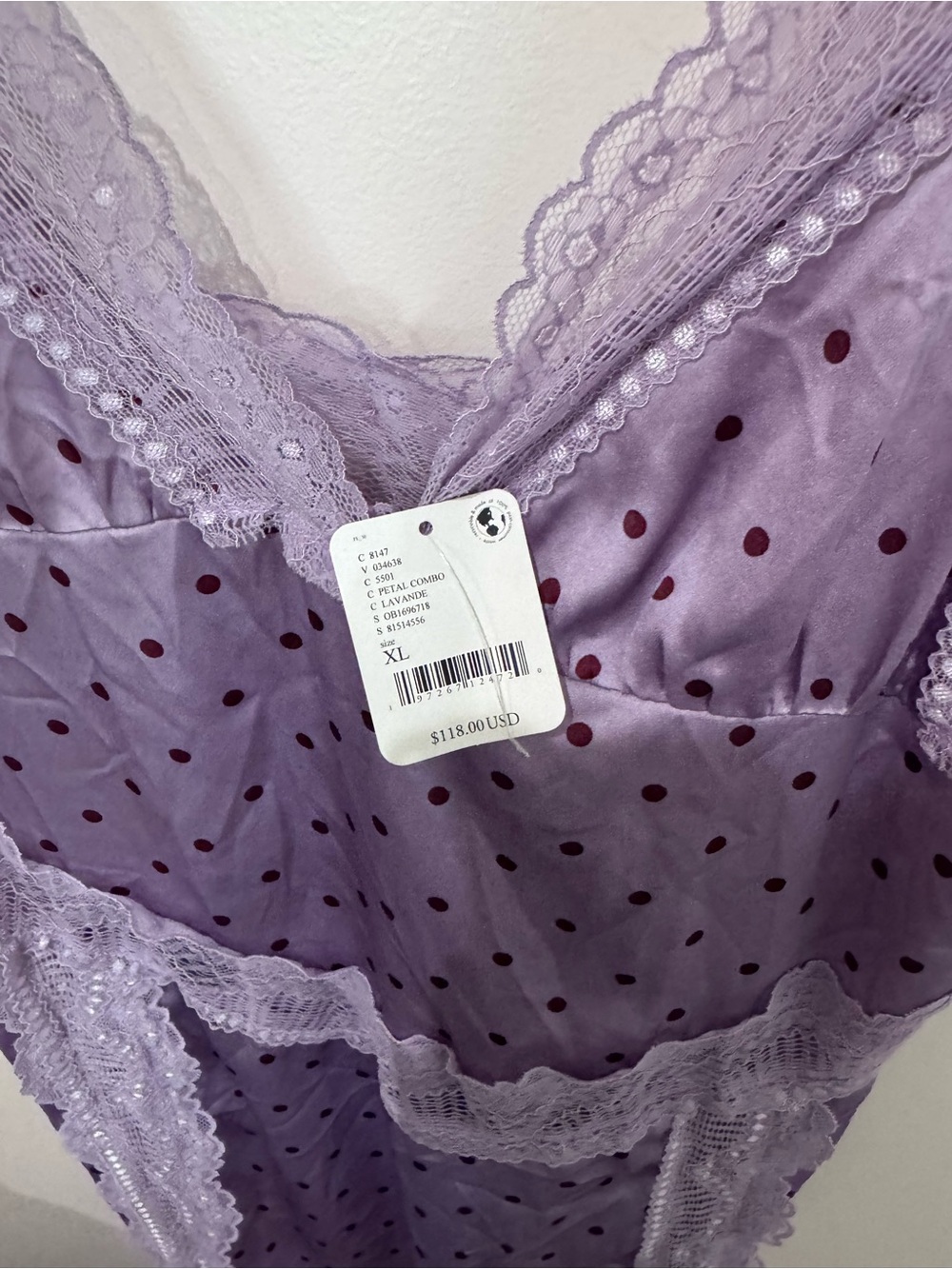 Free People Lavender Polka Dot Lace-Trim Slip - Picture 4 of 7